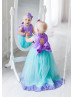 Turquoise And Lavender High Low Flower Girl Dress